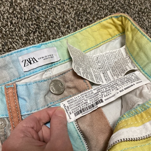 Zara Rainbow Ombré Straight Leg Jeans Size 2 - Picture 3 of 3